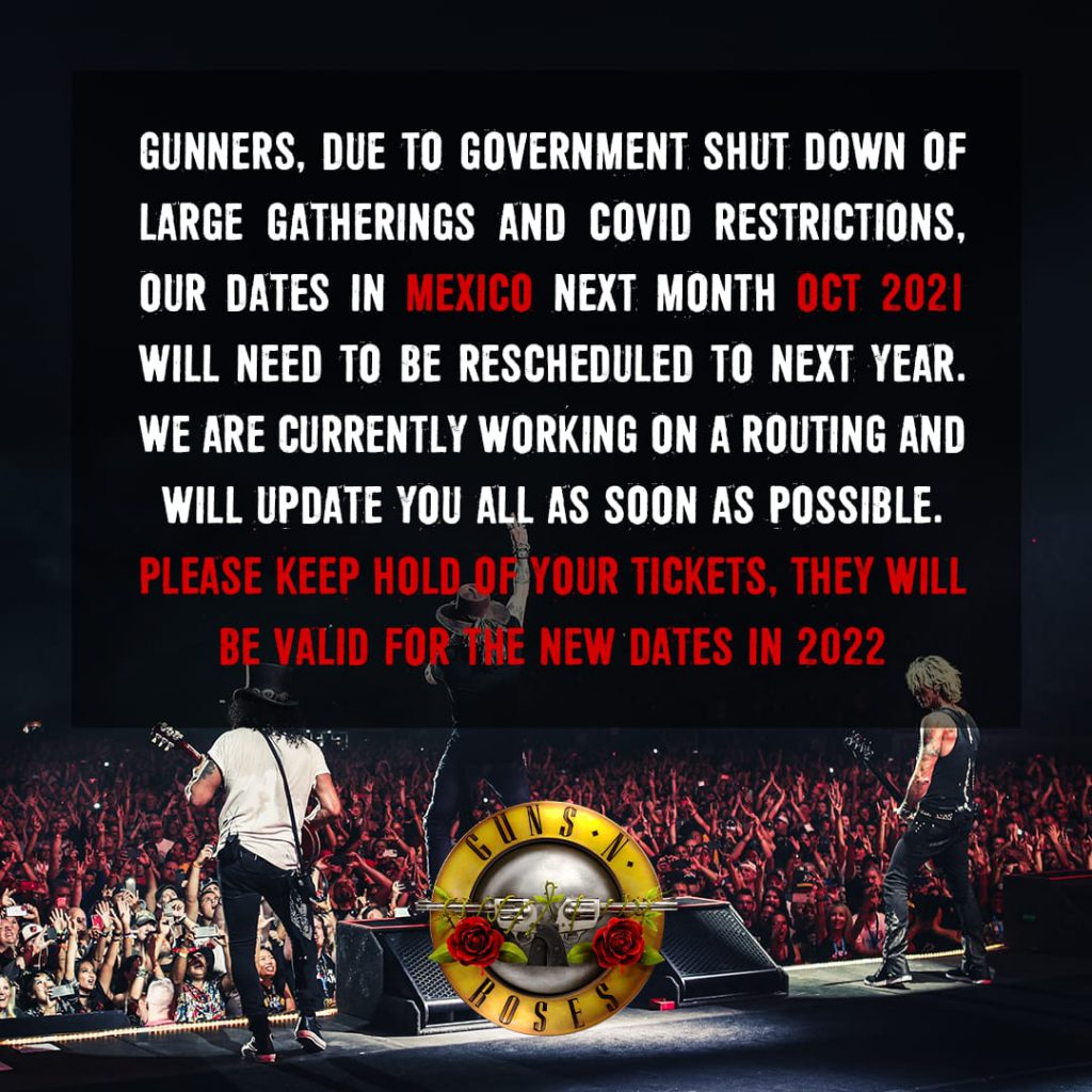 Guns and Roses postergará su concierto en Monterrey