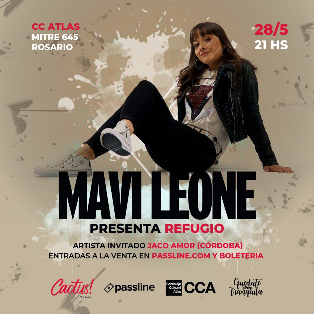 Mavi Leone se presenta en vivo en el CC ATLAS el sábado 28/05