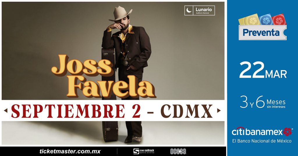 Cartel promocional del concierto de Joss Favela, tomada de https://twitter.com/